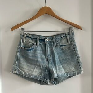 Levi light wash rigid denim shorts